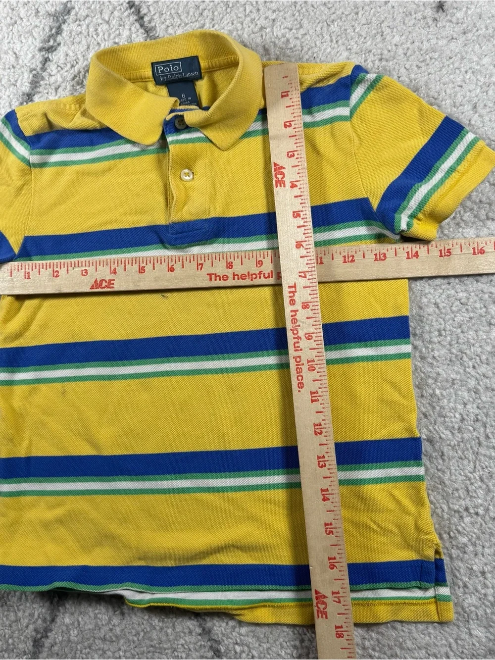 Ralph Lauren Yellow Polo with Blue and Green Stripes